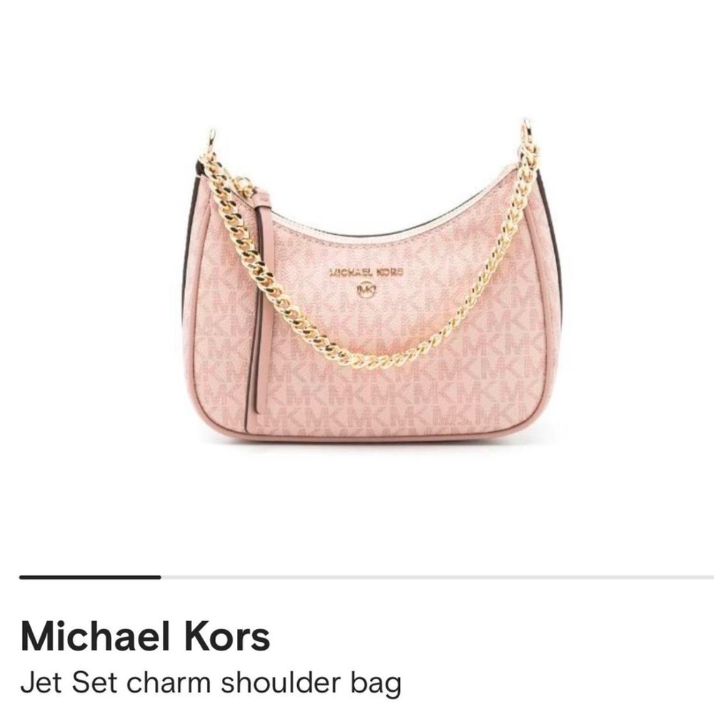 Michael Kors Pink & Gold Jet Set Charm Shoulder Bag